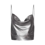 Skinnende Metallic Crop Top