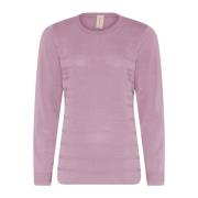 Struktureret O-Neck Pullover Bluse