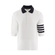 Hvid Bomuldssweater med 4bar Ærmedetalje