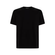 Ensfarvet Bomuldsscoop Neck T-Shirt