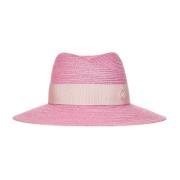 Bubblegum Pink Straw Hat med Metal Logo Plade