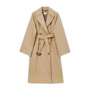 Beige Bomuld Trenchcoat