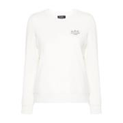 Ivory Hvid Bomuldssweater med Broderet Logo