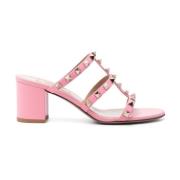 Pink Rockstud Lædersandaler