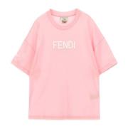 Junior Pink T-shirt med Fendi Roma Print