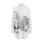 Oversize Skjorte med Rom-Print