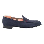 Håndlavet Navy Blå Ruskind Slip-On Loafers