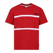 Rød Stribet Bomuld T-Shirt