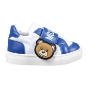 Lette blå lædersneakers med Teddy Bear-logo