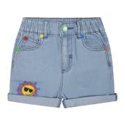 Denim Casual Shorts med Multicolor Sun Patch