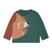 Grøn Bomuld Langærmet T-Shirt med Bjørneprint