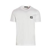 Hvid Bomuld T-shirt med Sølv Logo
