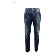 Vintage Dark Washed Slim-Fit Blå Jeans