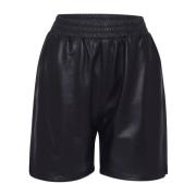 Sort læder slip-on shorts