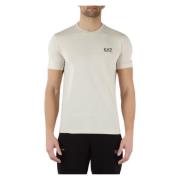 Stretch Bomuld T-shirt med Præget Logo Print
