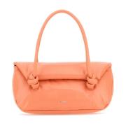 Peach Pink Læder Håndtaske