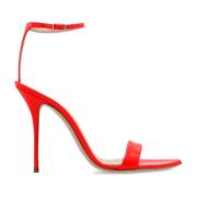 Røde Tiffany glansede hælede sandaler
