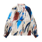 Smuk Silkeskjorte med Pufærmer og Abstrakt Print