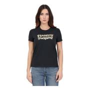 Sort T-shirt med Leopard Batwing Logo