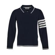 Navy Polo Krave Pullover med Tipping Stripe