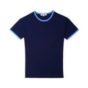 Mørkeblå Stretch T-Shirt med Kontrastkanter