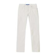 Hvide Knækkede Twill Bomulds Jeans