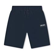 Blå Bomuld Bermuda Shorts med Elastisk Talje