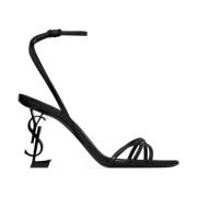 Sort Læder Logo Sandaler