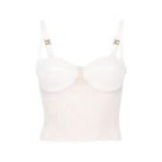 Ivory Tulle Logo Bustier Top