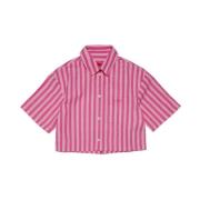 Børn Pink Stribet Crop Skjorte