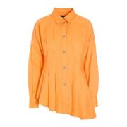 Kerne Bomuld Asymmetrisk Skjorte Solnedgang Orange