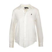 Hvid Button Front Langærmet Skjorte