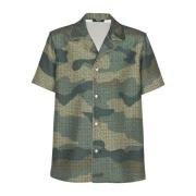 Camouflage monogrammeret Shantung kortærmet skjorte