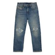 Blå straight jeans med falske huller - 2020 D-Viker