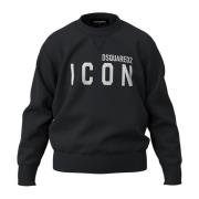 Sort Bomuldssweatshirt med Maxi DSQUARED2 ICON Logo - 14
