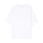 Hvid Bomuld Rund Hals T-shirt