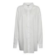 Hvid Oversize Langærmet Skjorte