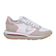 Hvide/Rose Nylon og Ruskind Sneakers
