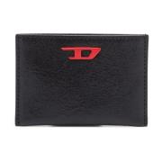 Læder bi-fold tegnebog med rød D plakette