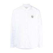 Hvid Oxford Bomuld Skjorte med Fox Logo Broderi