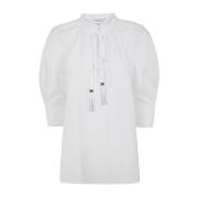 Optisk Hvid Tørklæde Skjorte