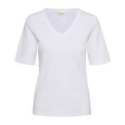 Bomuld V-Hals T-Shirt Bright White