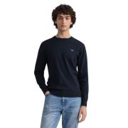Klassisk Bomuldssweater med Rund Hals - Marineblå