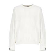 Hvid Bomulds Sweatshirt med Messing Detaljer