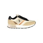 Beige Polyester Sneaker med Kontrastdetaljer