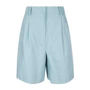 Bred Blå Canvas Bermuda Shorts
