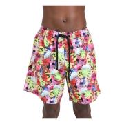 Allover Smiley Face Print Badeshorts