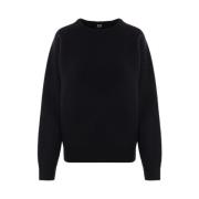 Sort Uld Ribbet Sweater Pullover