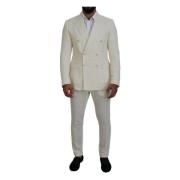 Elegant Off White Silk-Blend Suit