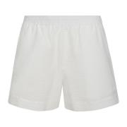 Hvide Bomuld Elastisk Talje Shorts